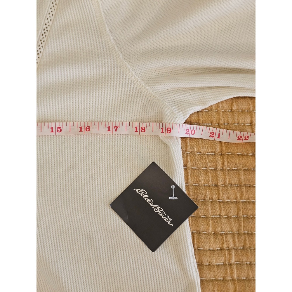 Eddie Bauer Waffle Thermal LS Henley Top Womens Medium NWT Cottagecore Gorpcore - Picture 6 of 8